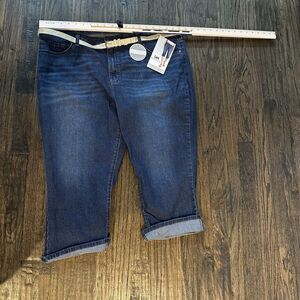 Lee Riders Women sz 22 (40" waist) Stretch Capri Blue Denim Dark Wash Mid-Rise